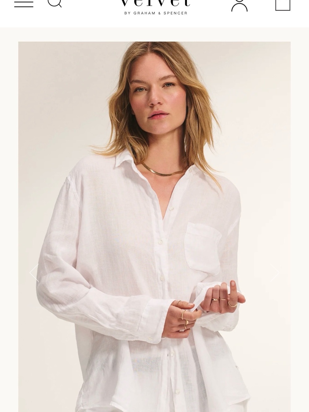 Velvet by Graham & Spencer White Button-Down Linen Shirt